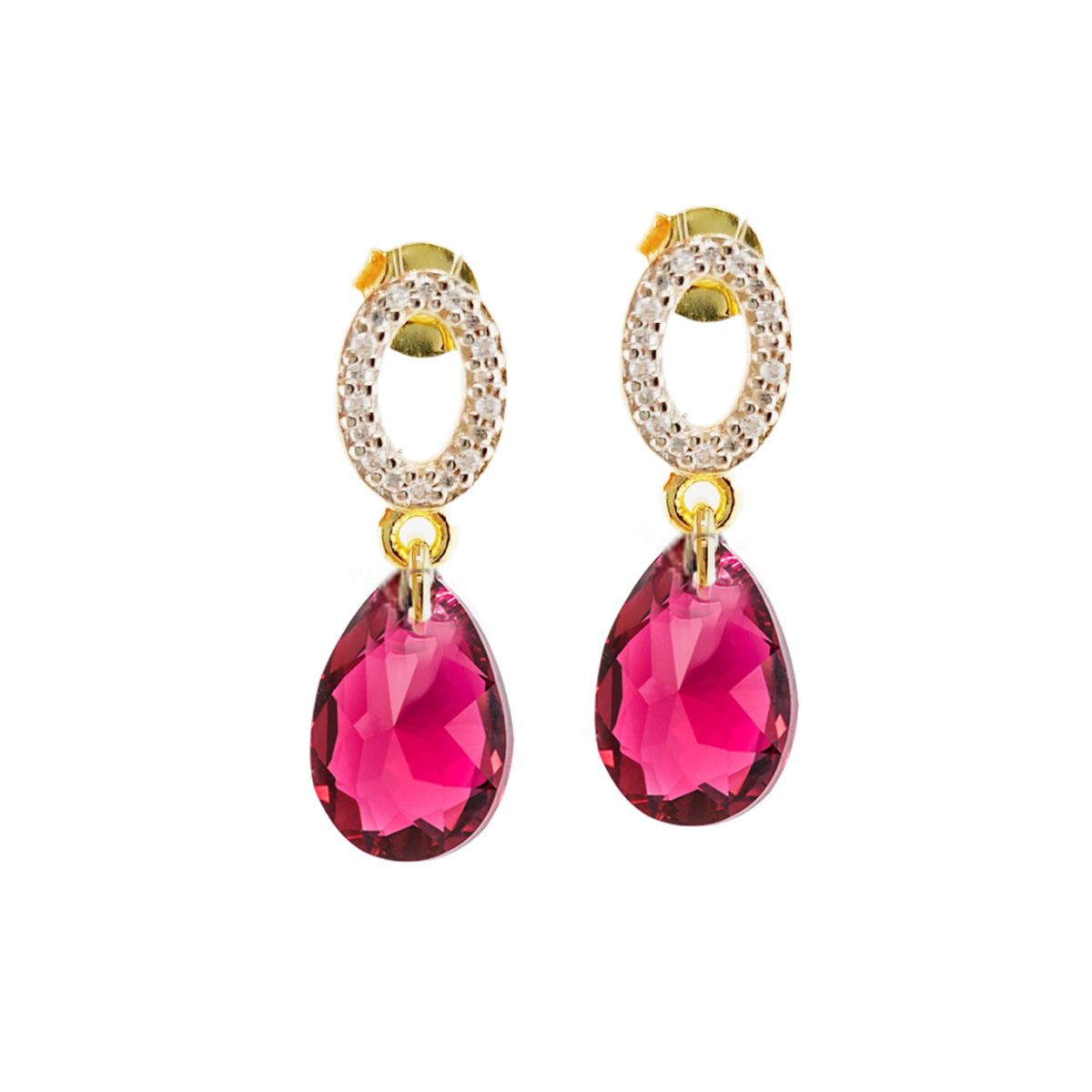 JOYAS MONTERO - Aros Gota de Luz Gold 24K  creado con cristales de Swarovski® Scarleth