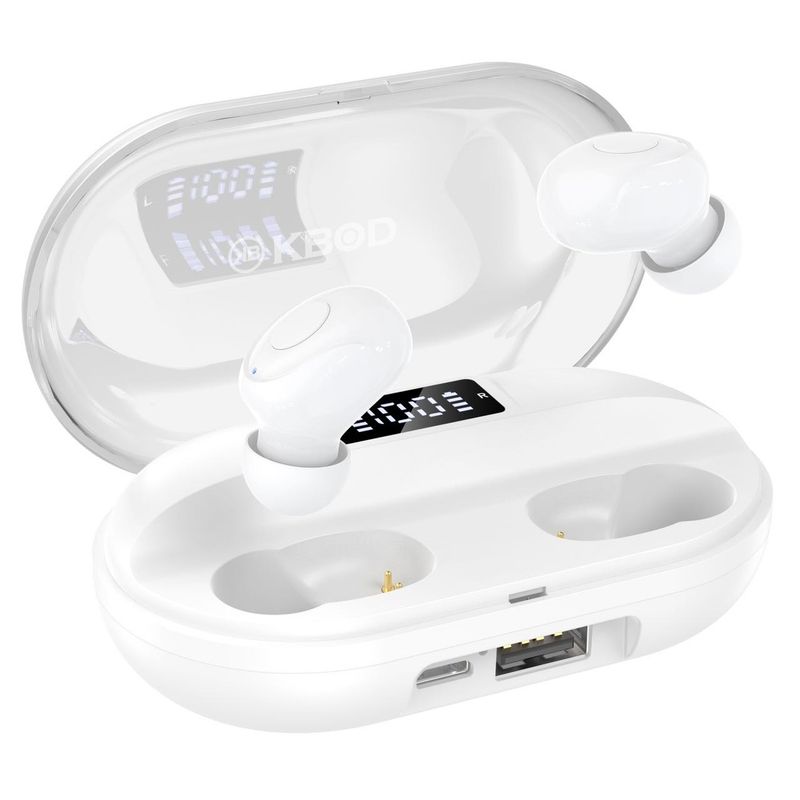 KBOD - Audífonos Inalámbricos Dual Bluetooth V53 Kbod C21 Blanco