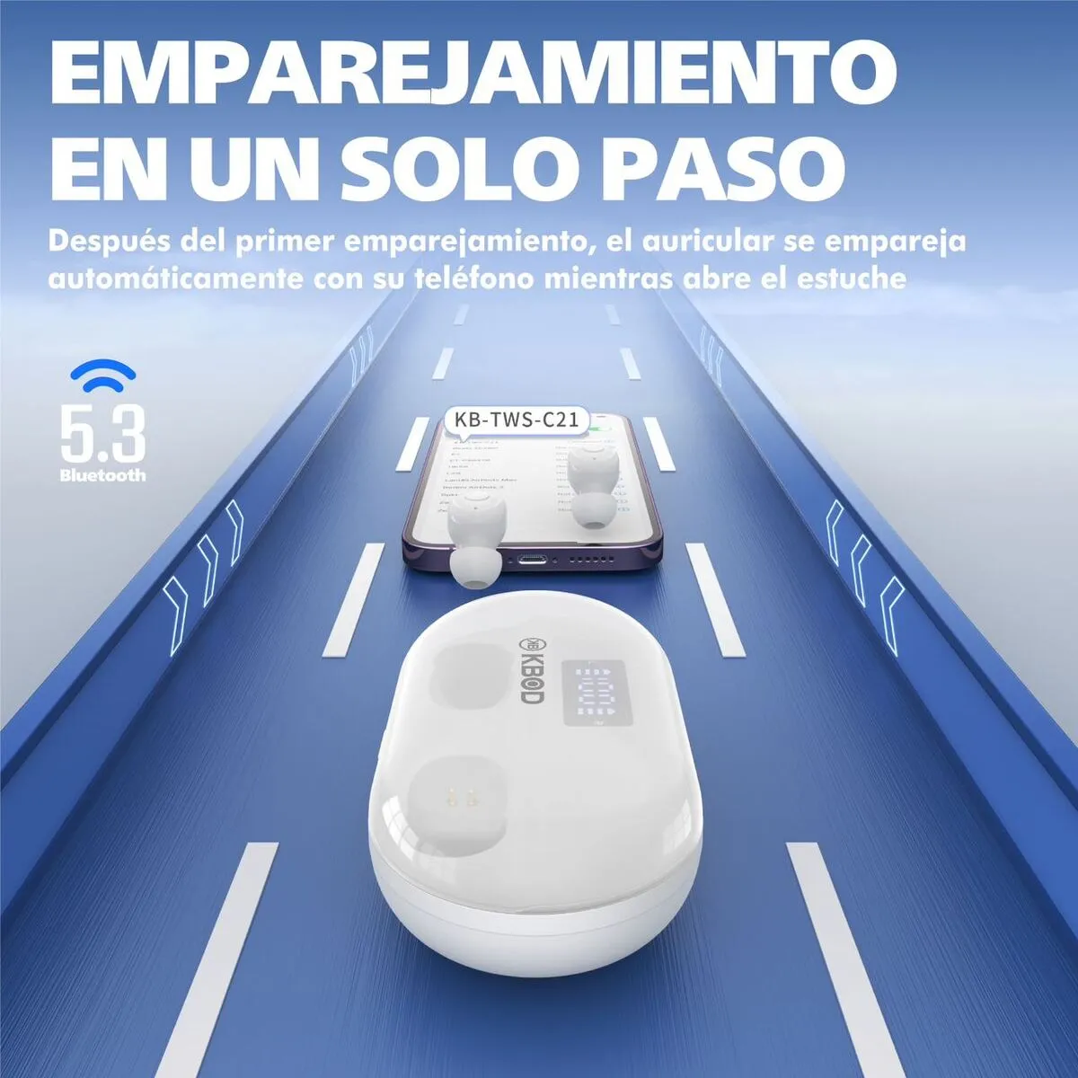 KBOD - Audífonos Inalámbricos Dual Bluetooth V53 Kbod C21 Blanco