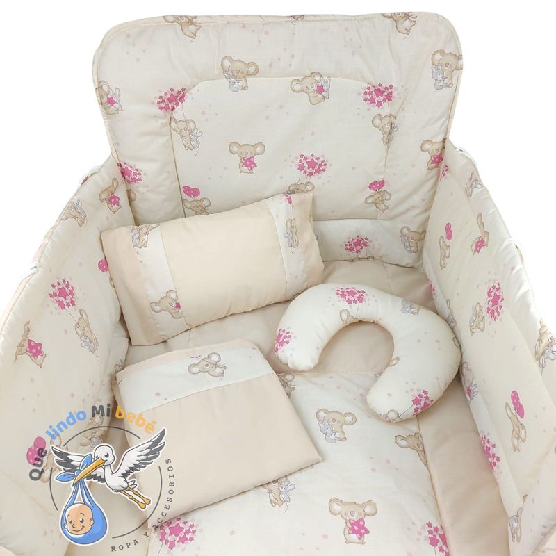 GENERICO - Set para Cuna Estándar Beige Rosado Koala