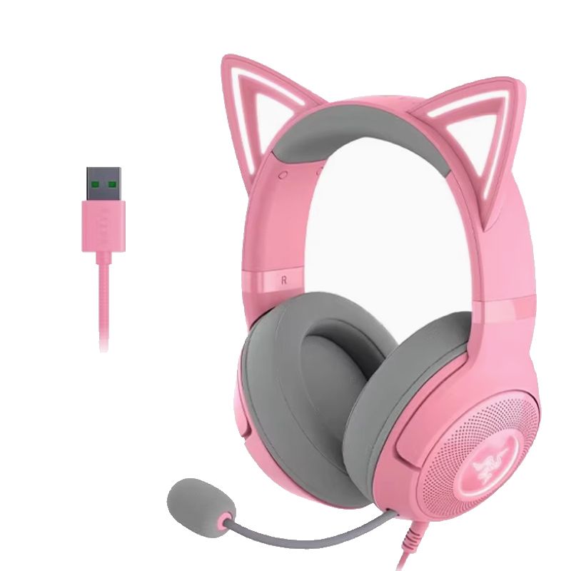 RAZER - Auriculares de juego para la cabeza de Razer V2 - versión USB-Rosa