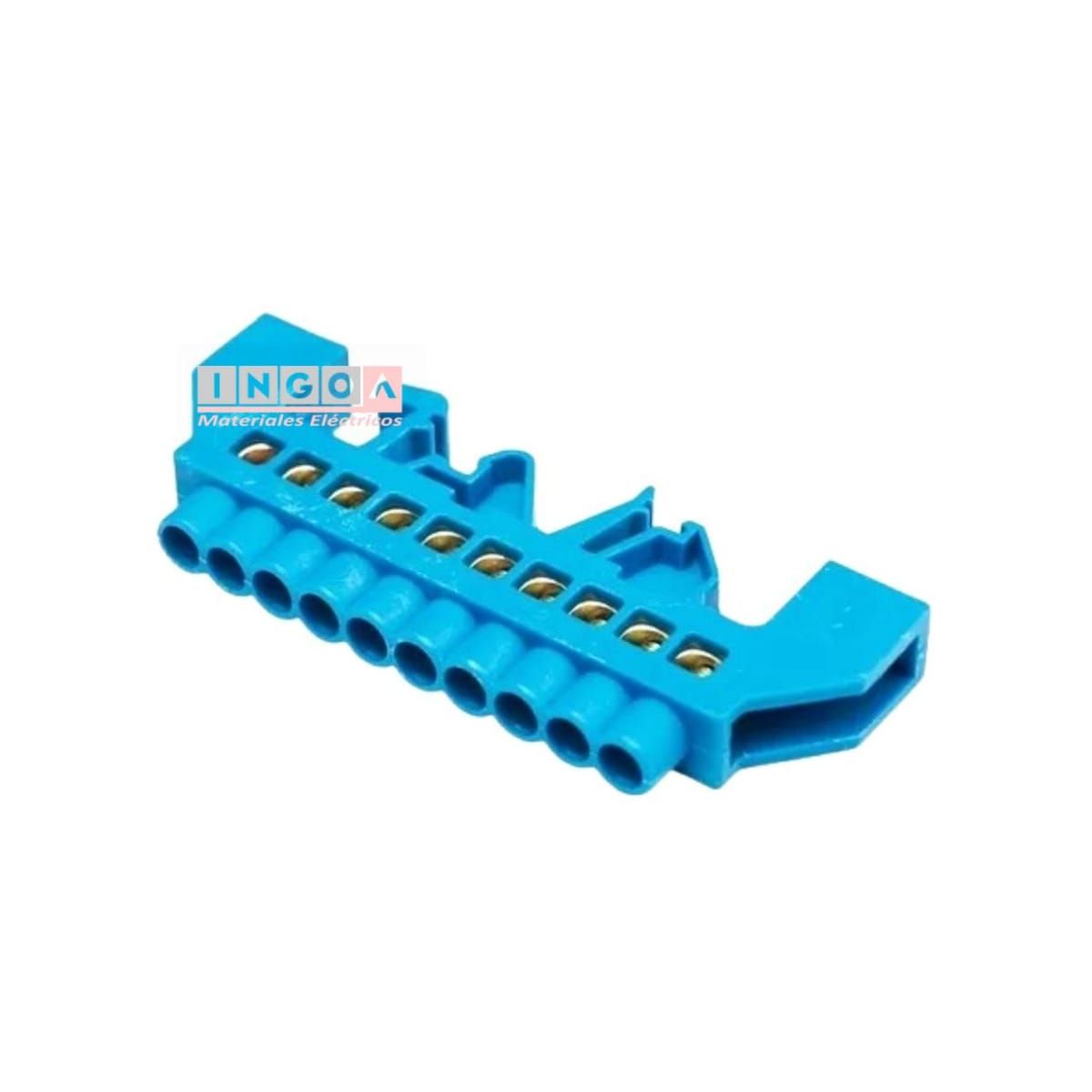 GENERICO - Barra Repartidora Riel Din 10 Conexiones Aislada Azul