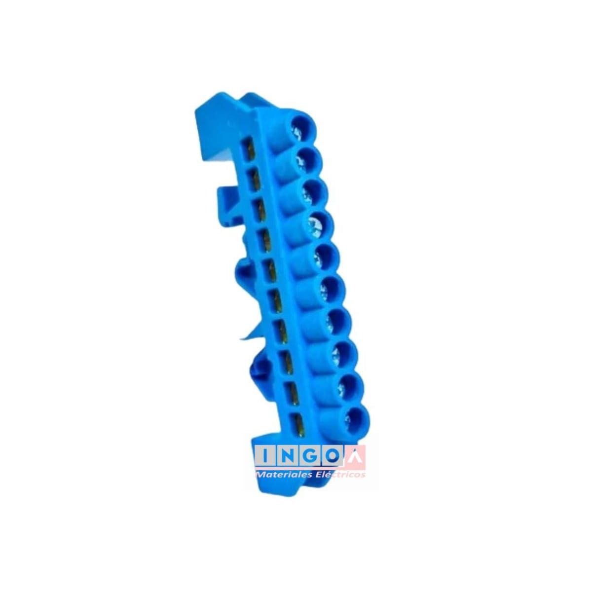 GENERICO - Barra Repartidora Riel Din 10 Conexiones Aislada Azul