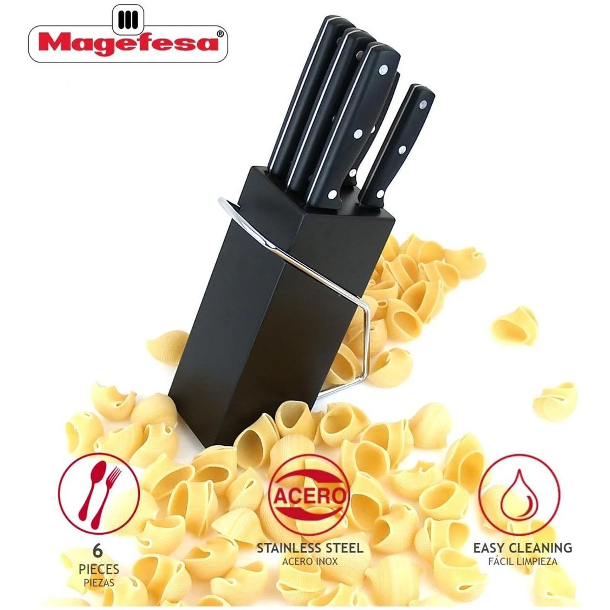 MAGEFESA - Set De Cuchillo Acero Inoxidable Marca Magefesa 6 Piezas