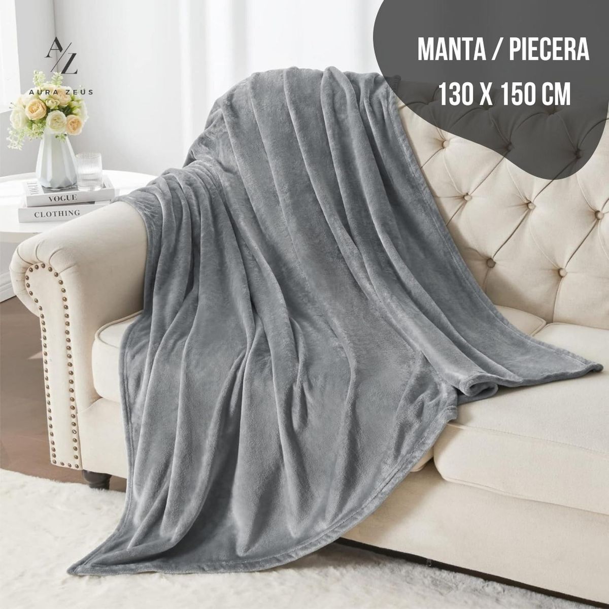 AZ AURAZEUS - Frazada Manta Piecera 130 X 150 Cm Termica Sherpa Polar Aura Zeus