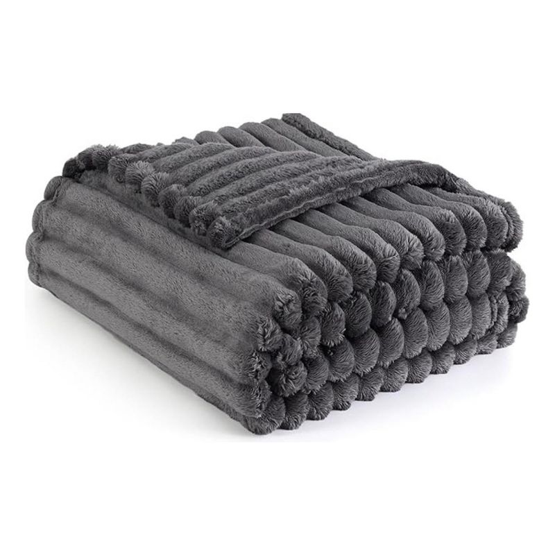 AZ AURAZEUS - Frazada Manta Piecera 130 X 150 Cm Termica Rayas Sherpa Aura Zeus