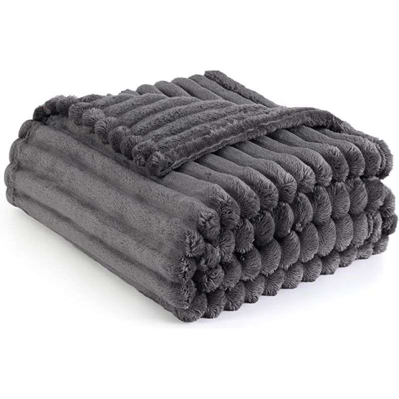 AZ AURAZEUS - Frazada Manta Piecera 130 X 150 Cm Termica Rayas Sherpa Aura Zeus