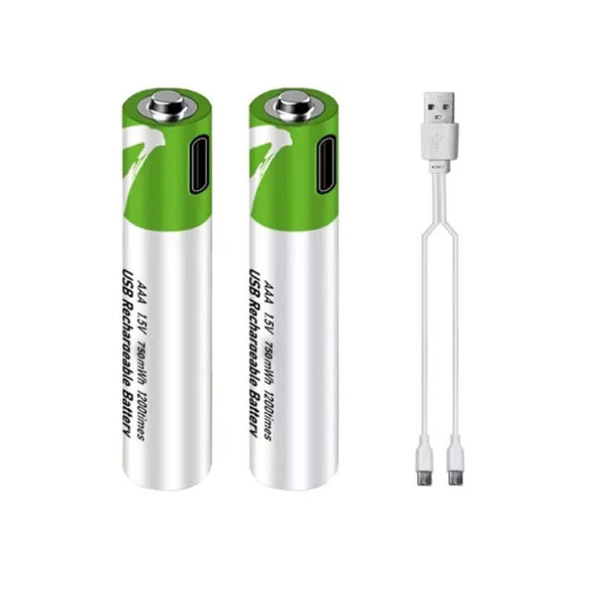 GENERICO - Pack 2 Pilas AAA Litio Recargables USB C 750mAh