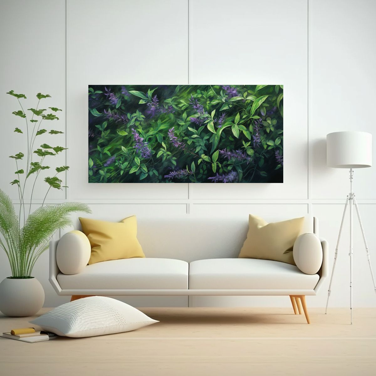GENERICO - Cuadro Abstracto Colores Sala Hierbas Tomillo 80x40 Cm