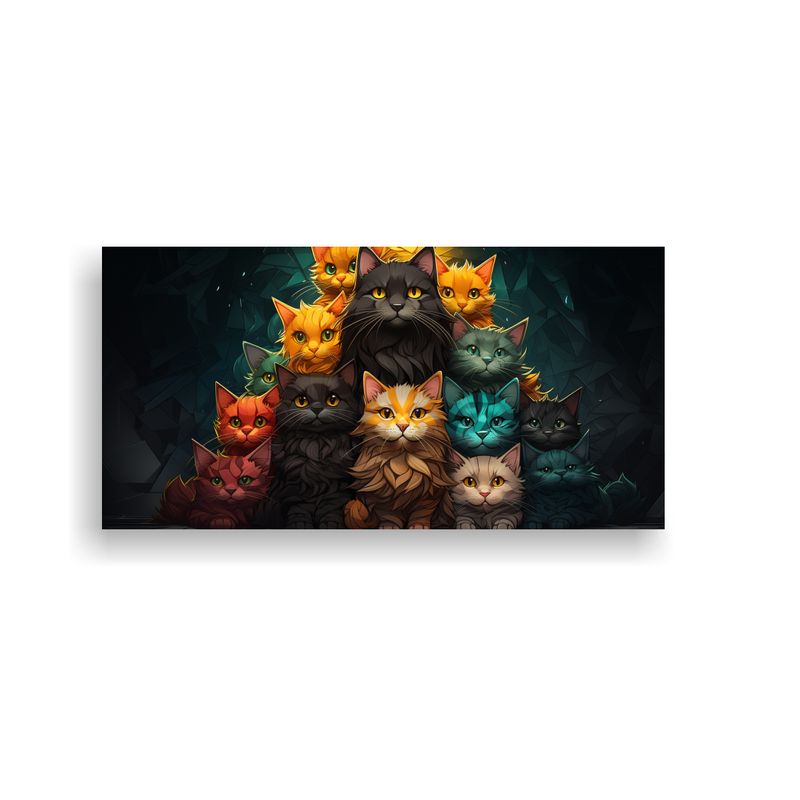GENERICO - Gatos De Colores Apilados En Pintura Alegre Con 60x30 Cm