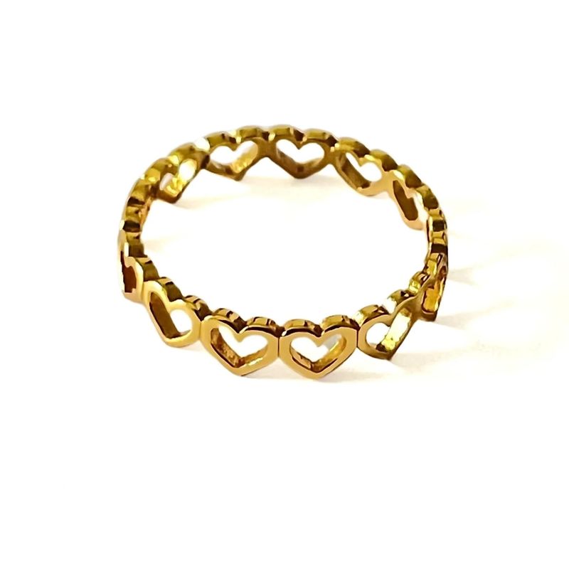 GOIA - Anillo para Mujer Cadena Corazones Gold