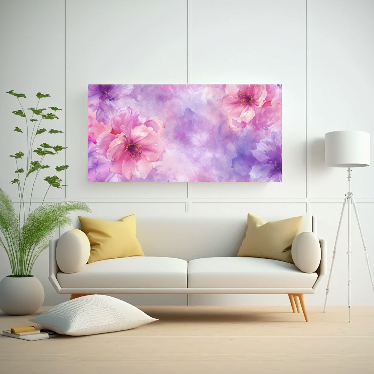 GENERICO - Pinturas Decorativas De Flores Frescas En Rosa Y 100x50 Cm