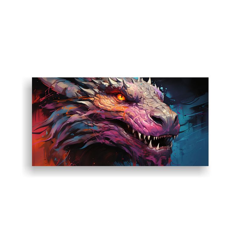 GENERICO - Cuadro Tela Bastidor Imagen Dragón Naranja Y 60x30 Cm
