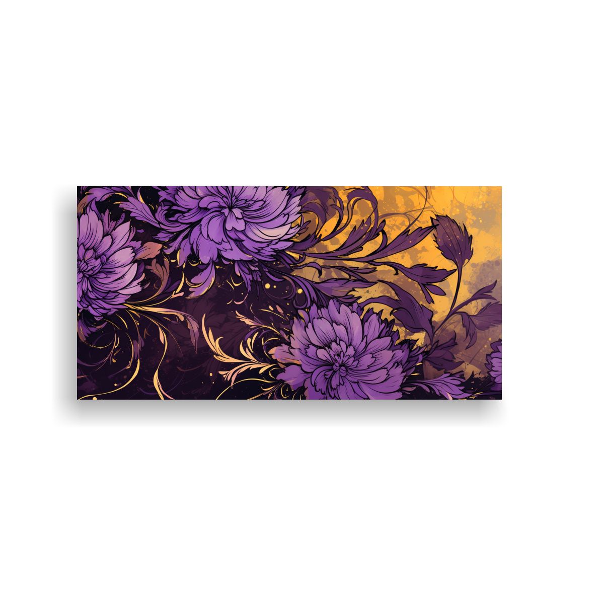 GENERICO - Cuadro Marigold Herbs En Tonos Púrpura Y Dorado 60x30 Cm