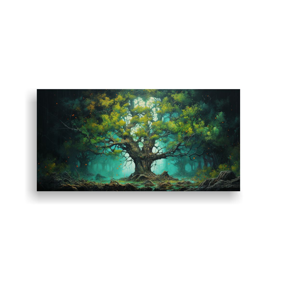 GENERICO - Cuadro Abstracto De árbol En Un Bosque Con Una 100x50 Cm