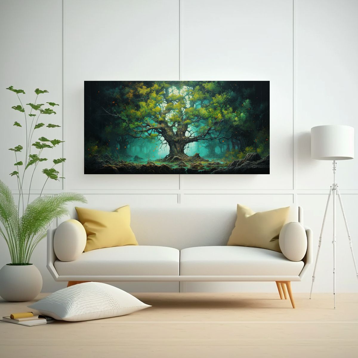 GENERICO - Cuadro Abstracto De árbol En Un Bosque Con Una 100x50 Cm