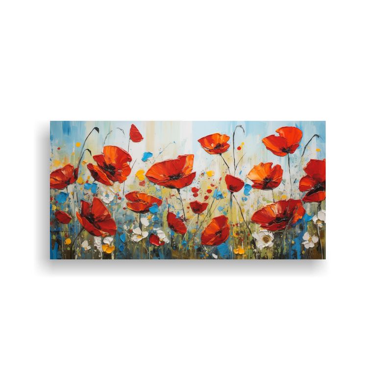 GENERICO - Cuadro Vintage Con Vibrantes Colores De Amapolas 80x40 Cm