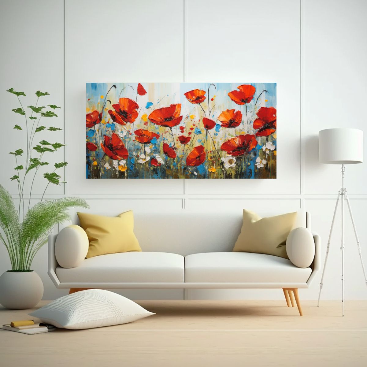 GENERICO - Cuadro Vintage Con Vibrantes Colores De Amapolas 80x40 Cm