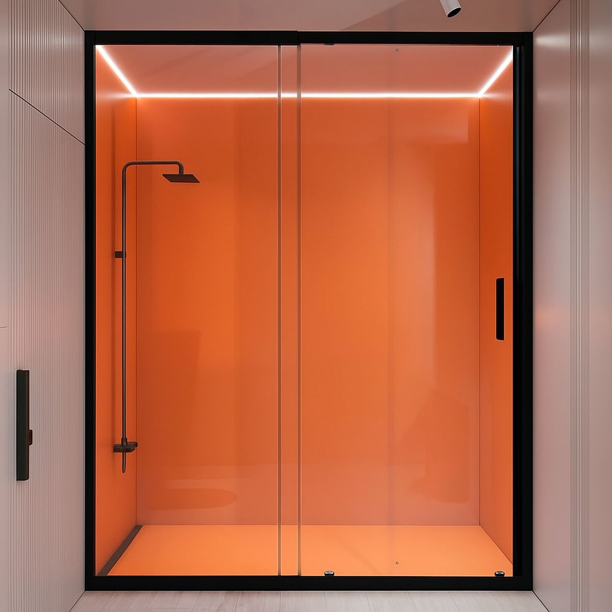 JOYTEK - Mampara Ajustable de Ducha LENS 120-140 cm TransparenteNegro