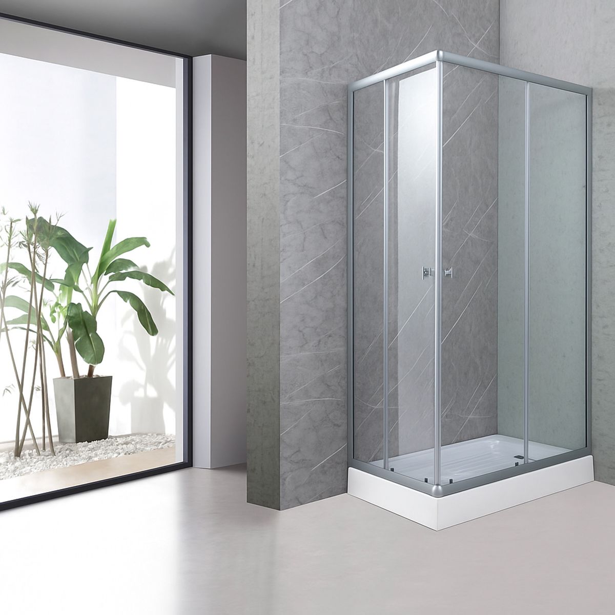 JOYTEK - Shower Rectangular Lens Vidrios Transparentes 100x80cm Incluye Receptáculo