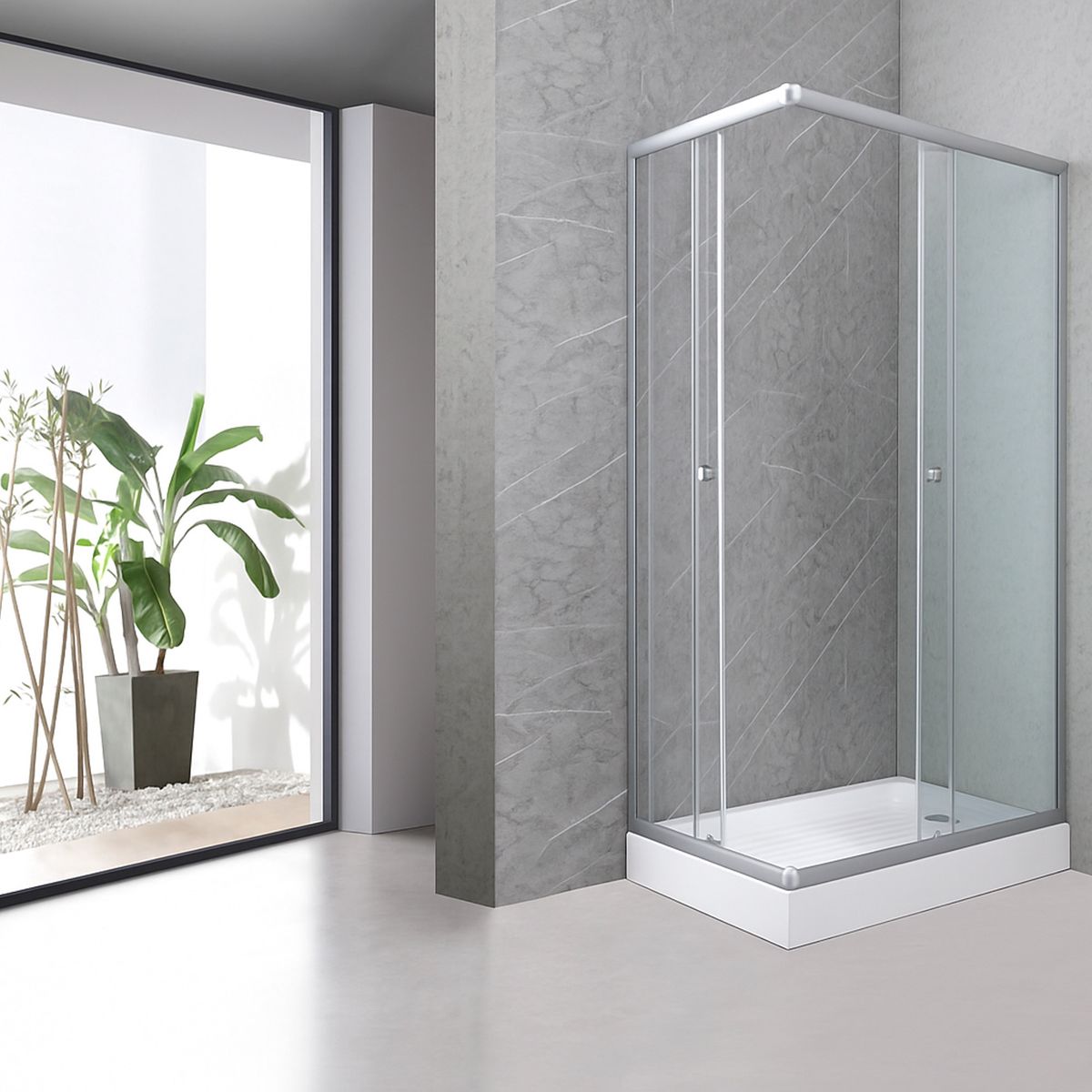 JOYTEK - Shower Rectangular Lens Vidrios Transparentes 100x80cm Incluye Receptáculo