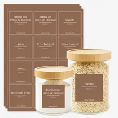 GENERICO - Etiquetas Despensa Organización Cocina Impermeables Marrones