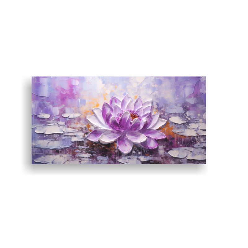 GENERICO - Pintura De Loto Morado En Lienzo En Estilo 100x50 Cm