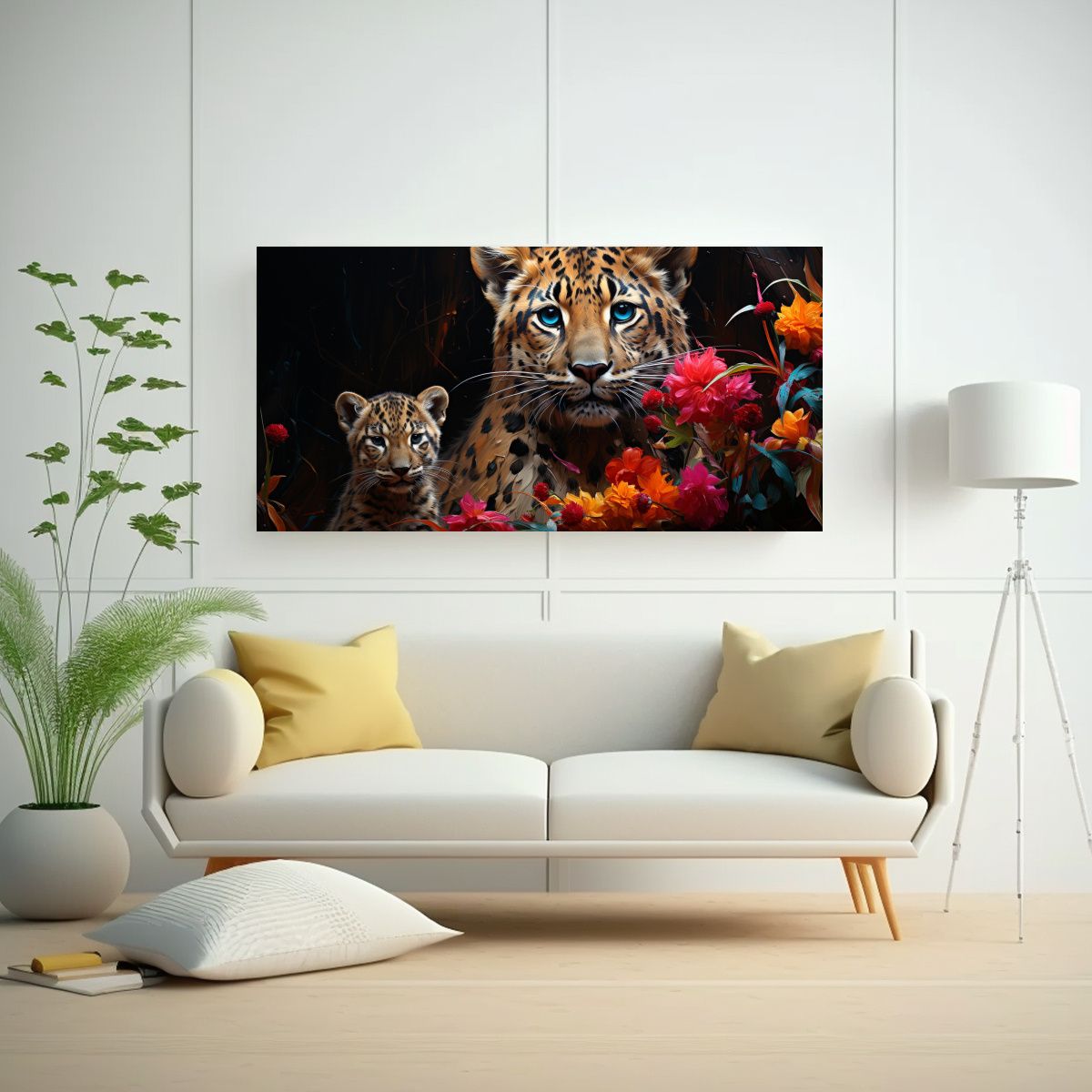 GENERICO - Cuadro En Bastidor Patrón Leopardo Colorido 60x30 Cm