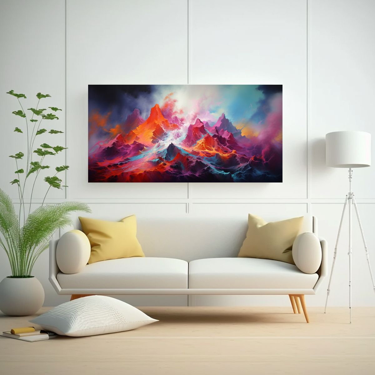 GENERICO - Pintura Abstracta De Un Volcán Con Colores 100x50 Cm