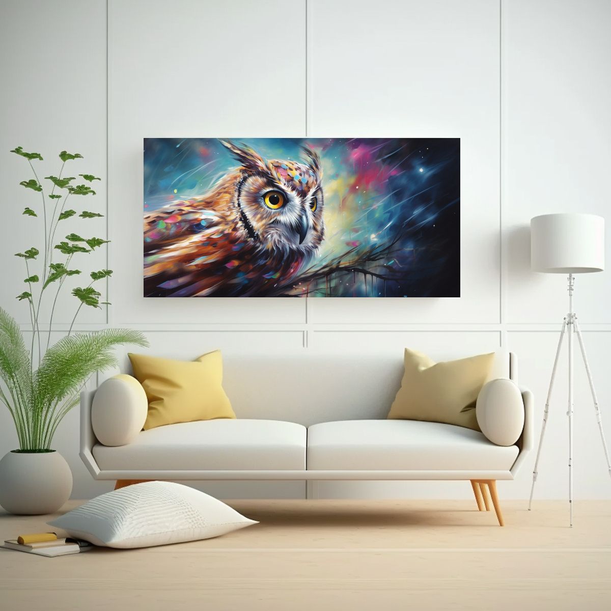 GENERICO - Pintura Al Estilo óleo De Búho Colorido En 60x30 Cm