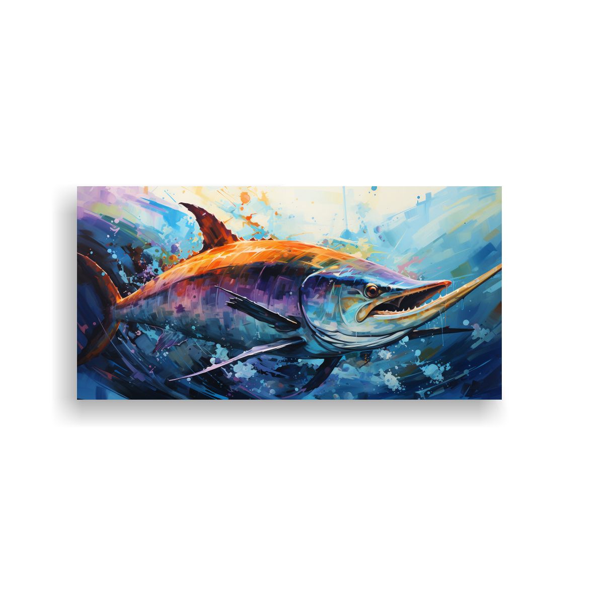GENERICO - Pintura Arte Neo Pop Marlin Azul En Colores Jade 100x50 Cm