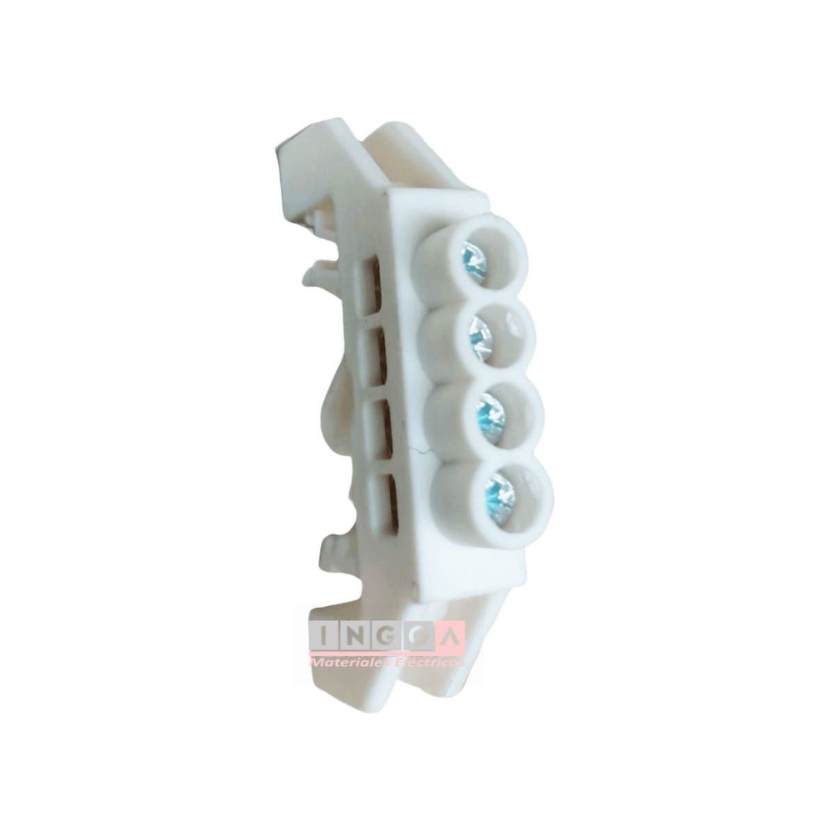 GENERICO - Barra Repartidora Riel Din 4 Conexiones Aislada Blanco