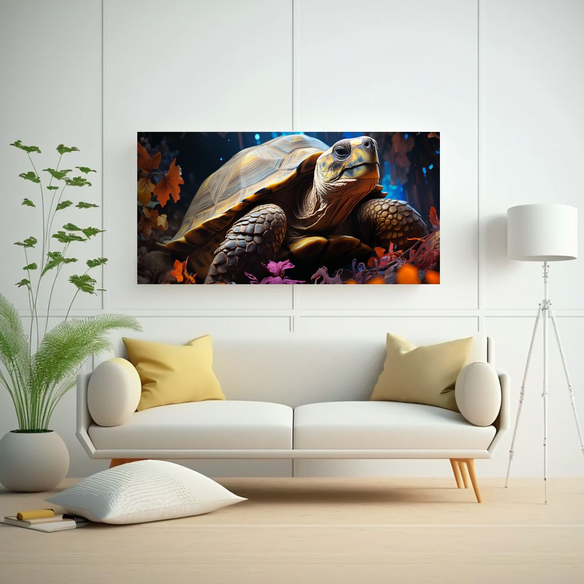 GENERICO - Cuadro Lienzo Tortuga Acuarela Estilo Pintura 100x50 Cm