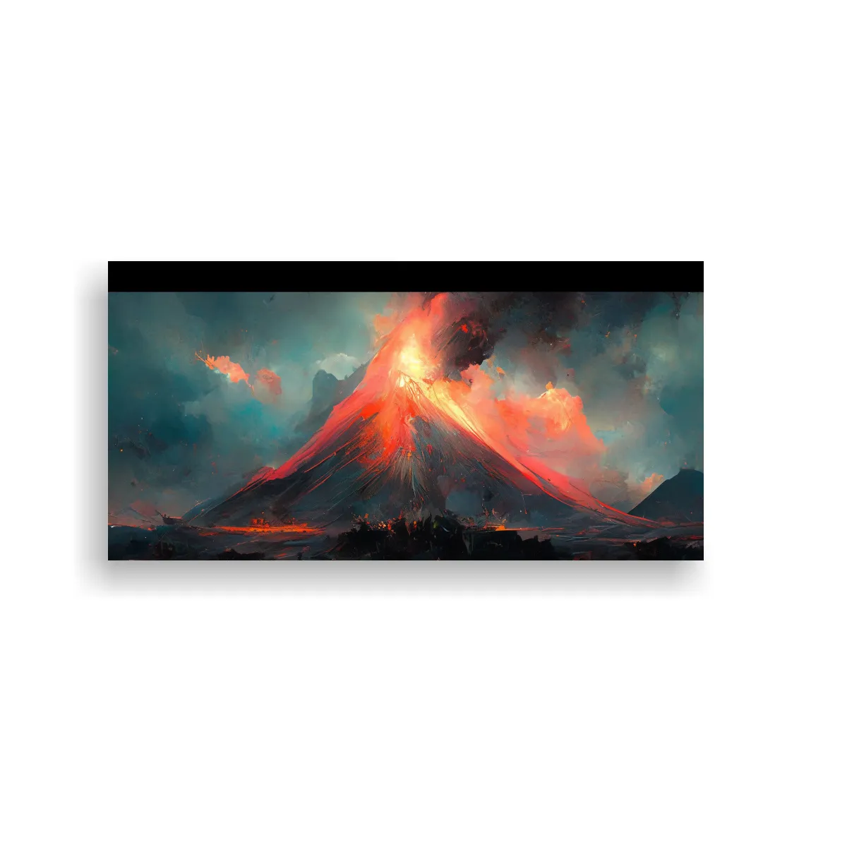GENERICO - Cuadro Diseño Volcán Turquesa Pintura 100x50 Cm
