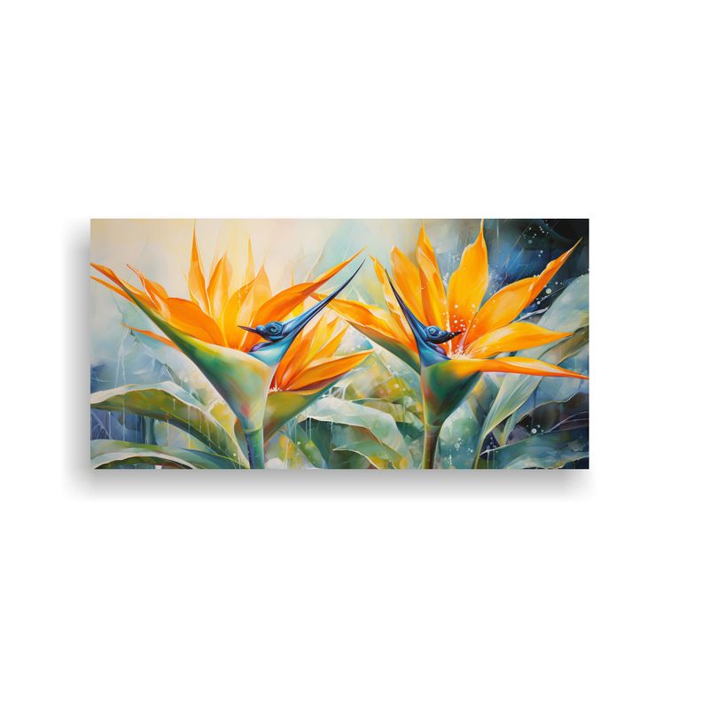 GENERICO - Cuadro Abstracto Intenso Con Flores Blancas Y 100x50 Cm