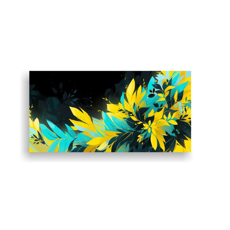 GENERICO - Cuadro Expresión Amarillo Y Turquesa Colores 80x40 Cm