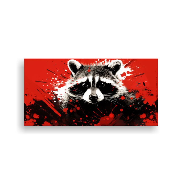 GENERICO - Poder A Raccoon In Red AND Black Colors En Arte 80x40 Cm