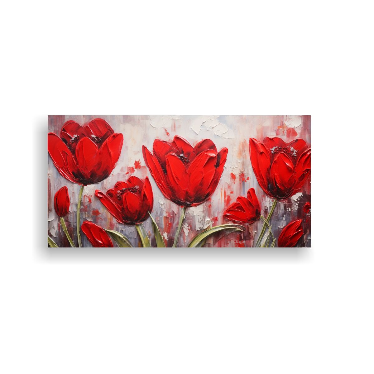 GENERICO - Tela En Bastidor De TULIPANES Abstracto 100x50 Cm