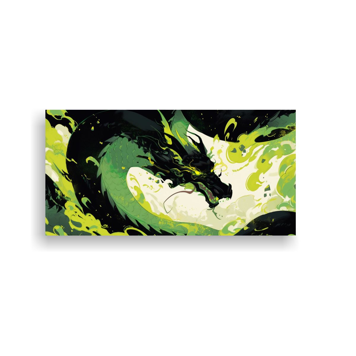 GENERICO - Pintura Inspiradora De Dragón En Verde Y Oro 100x50 Cm