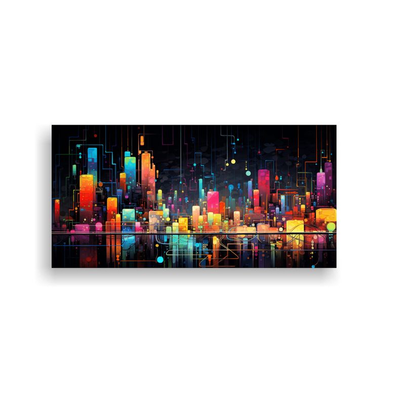 GENERICO - Pinturas Decorativas De Ciudad Nocturna En Tonos 60x30 Cm