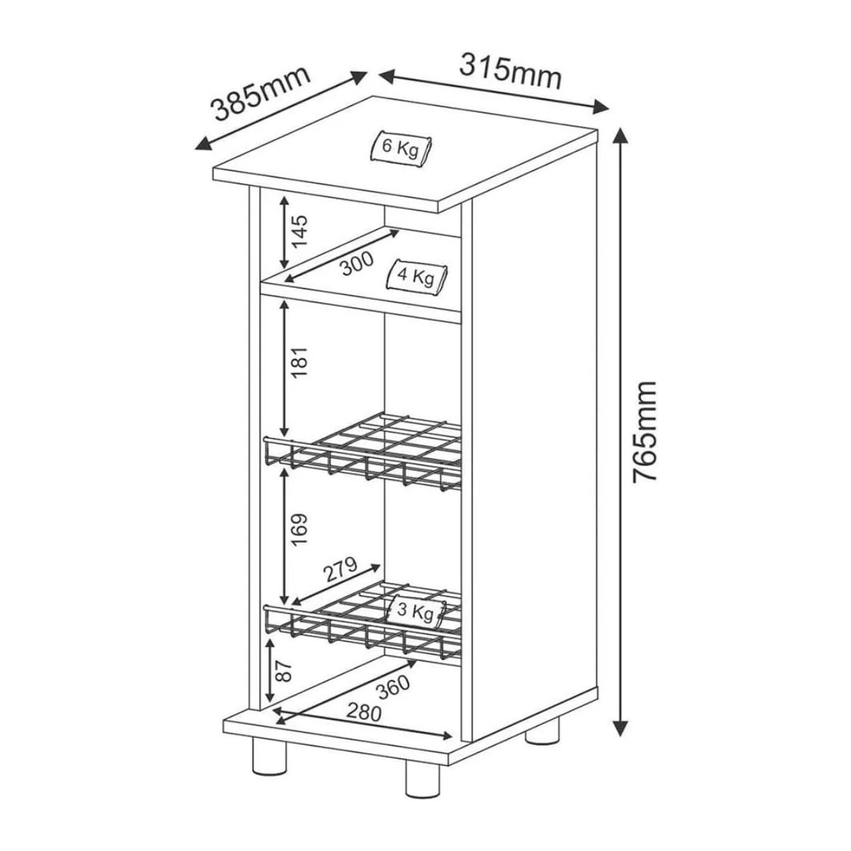TECNOMOBILI - Frutero blanco BF3206 Tecnomobili