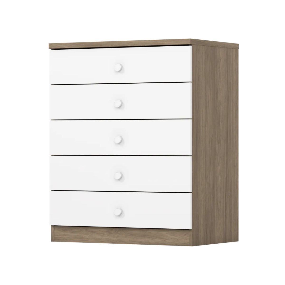 GENERICO - Comoda 5 cajones rustico blanco bala de menta Henn