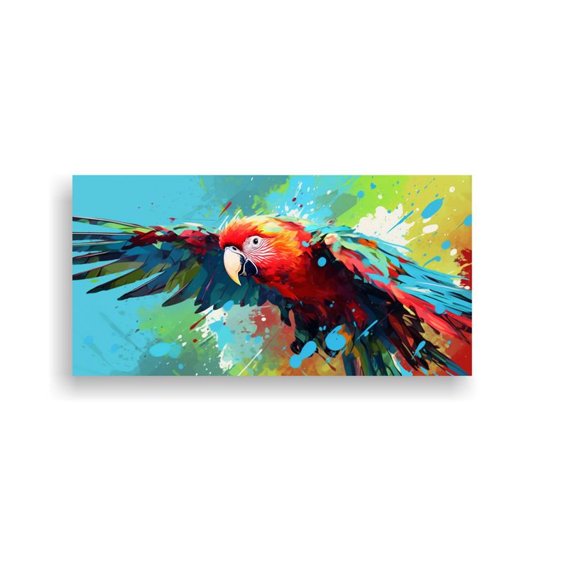 GENERICO - Cuadro Estrellados Amazonas Papagayo En Rojo Y 80x40 Cm