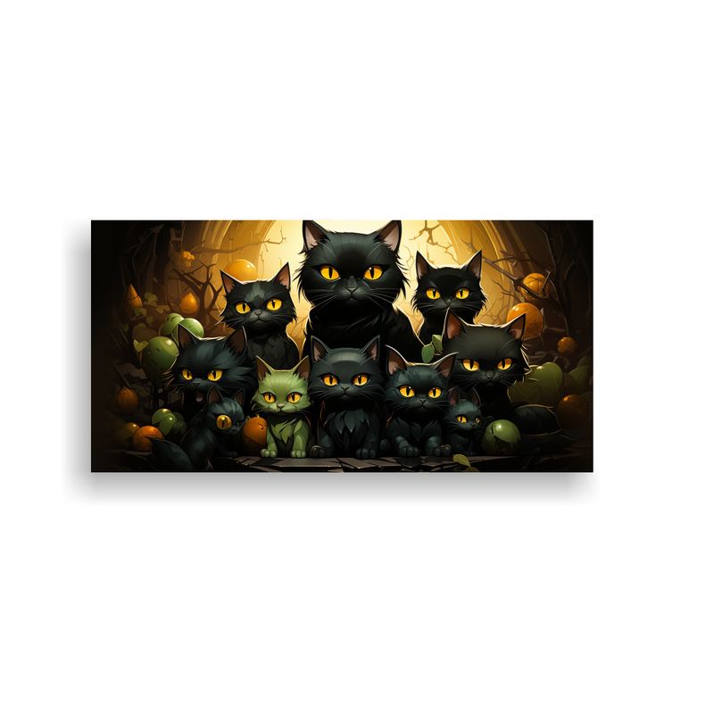 GENERICO - Pintura Decorativa De Gatos Negros Apilados En El 80x40 Cm