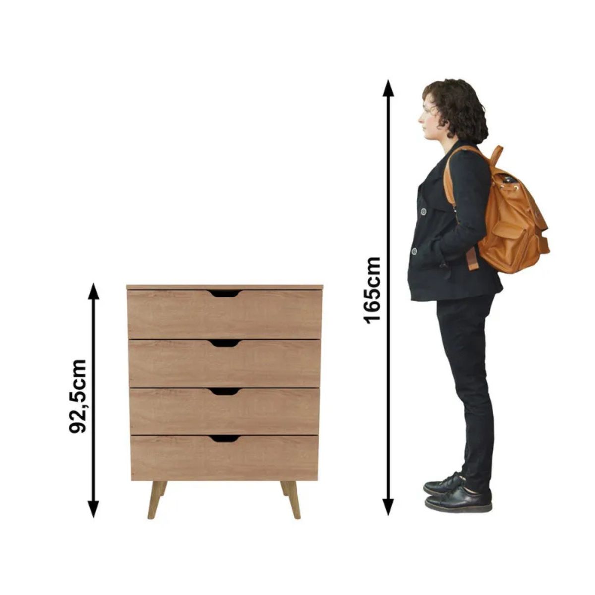 TECNOMOBILI - Cómoda 4 cajones almendra CM8026 Tecnomobili