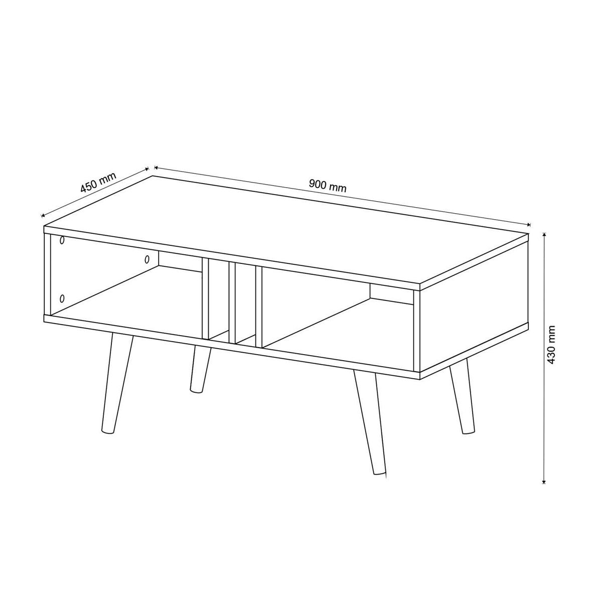 TECNOMOBILI - Mesa de centro rustico/negro MC2226 Tecnomobili