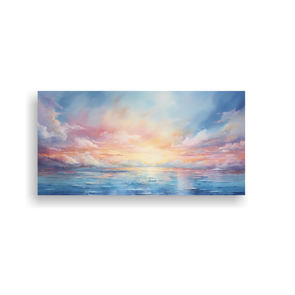 GENERICO - Pintura Abstracta De Mar Y Cielo Con Acuarelas 100x50 Cm