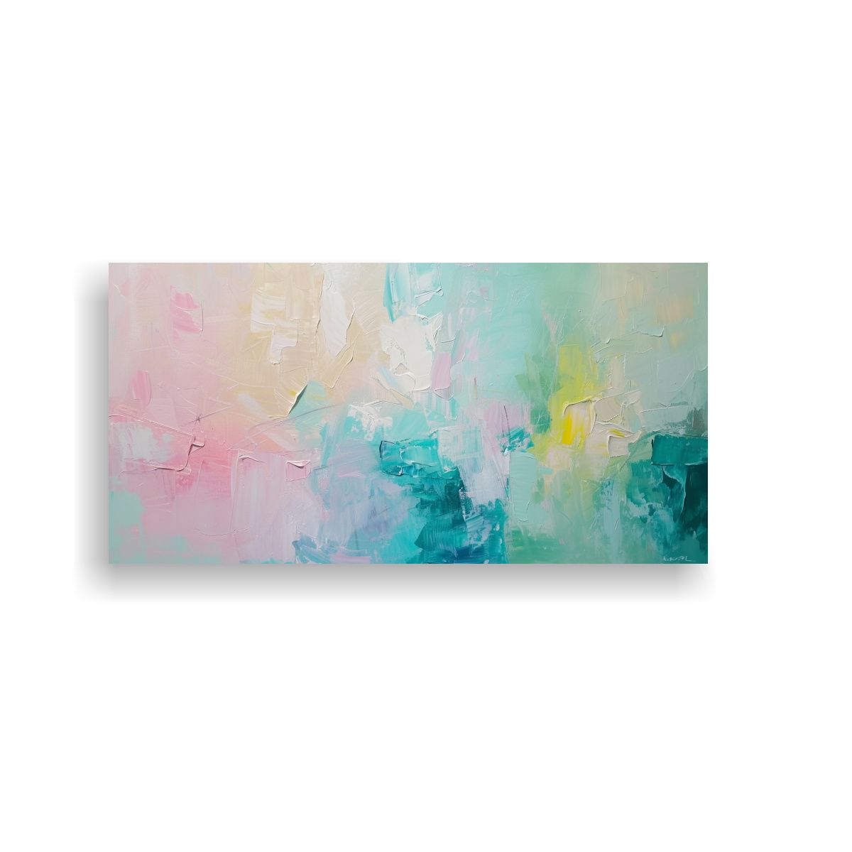 GENERICO - Pintura Abstracta Con Estructura Y Tonos Claros 100x50 Cm