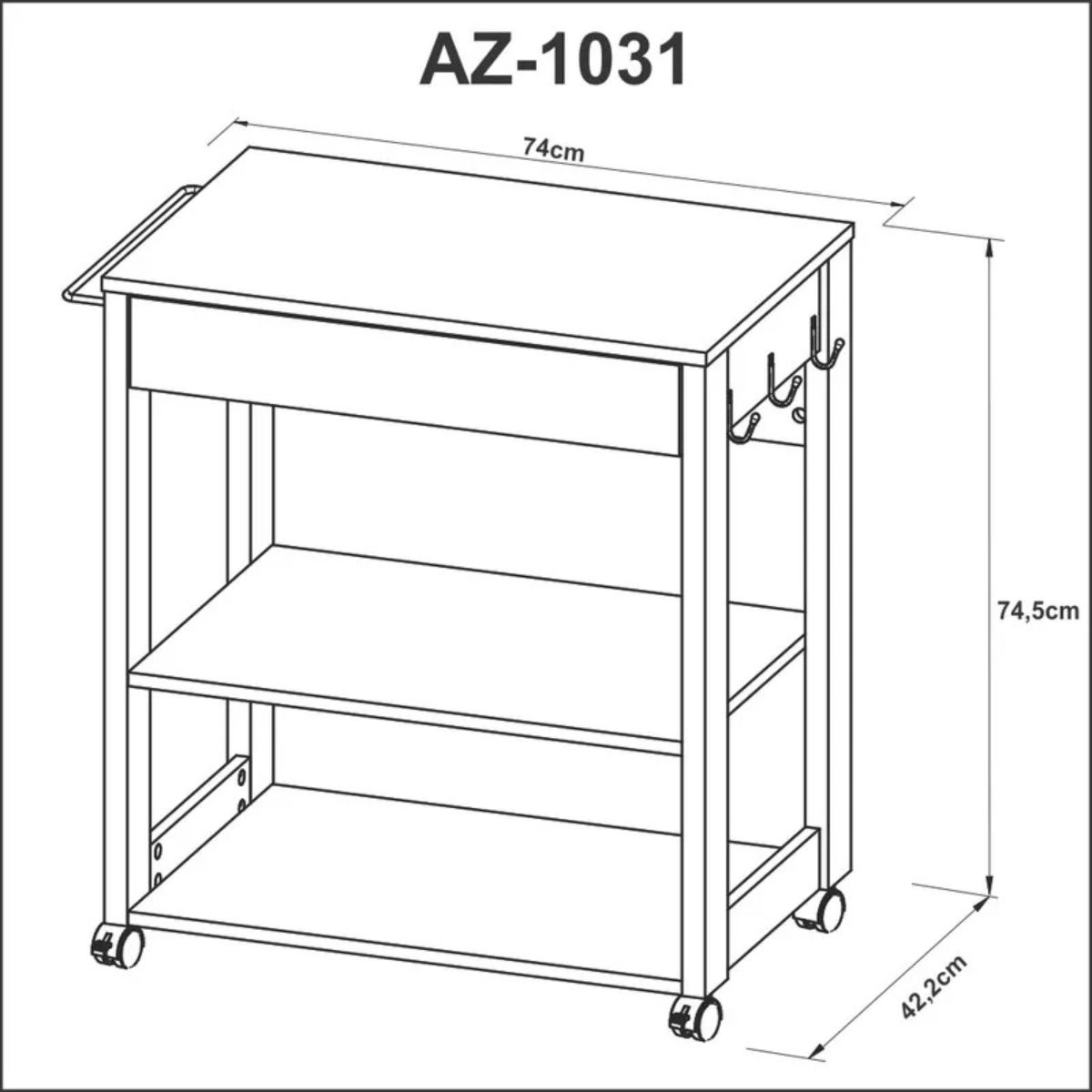 TECNOMOBILI - Carrito de bar 74x75x42cm almendra blanco Tecnomobili