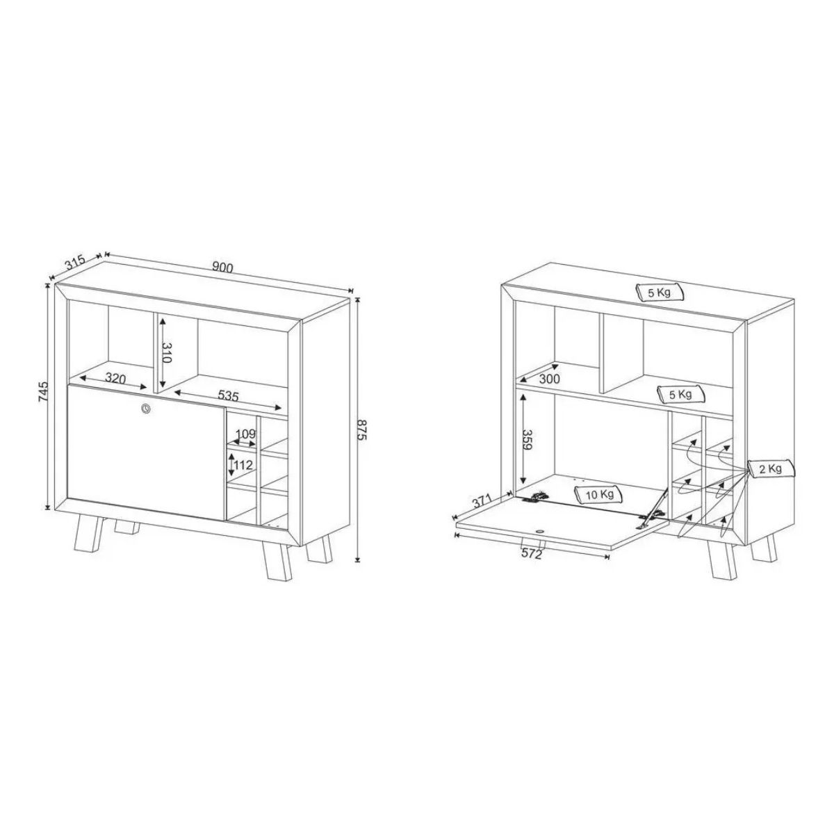 TECNOMOBILI - Bar rustico 8 nichos + 1 Cajón AD5002 Tecnomobili